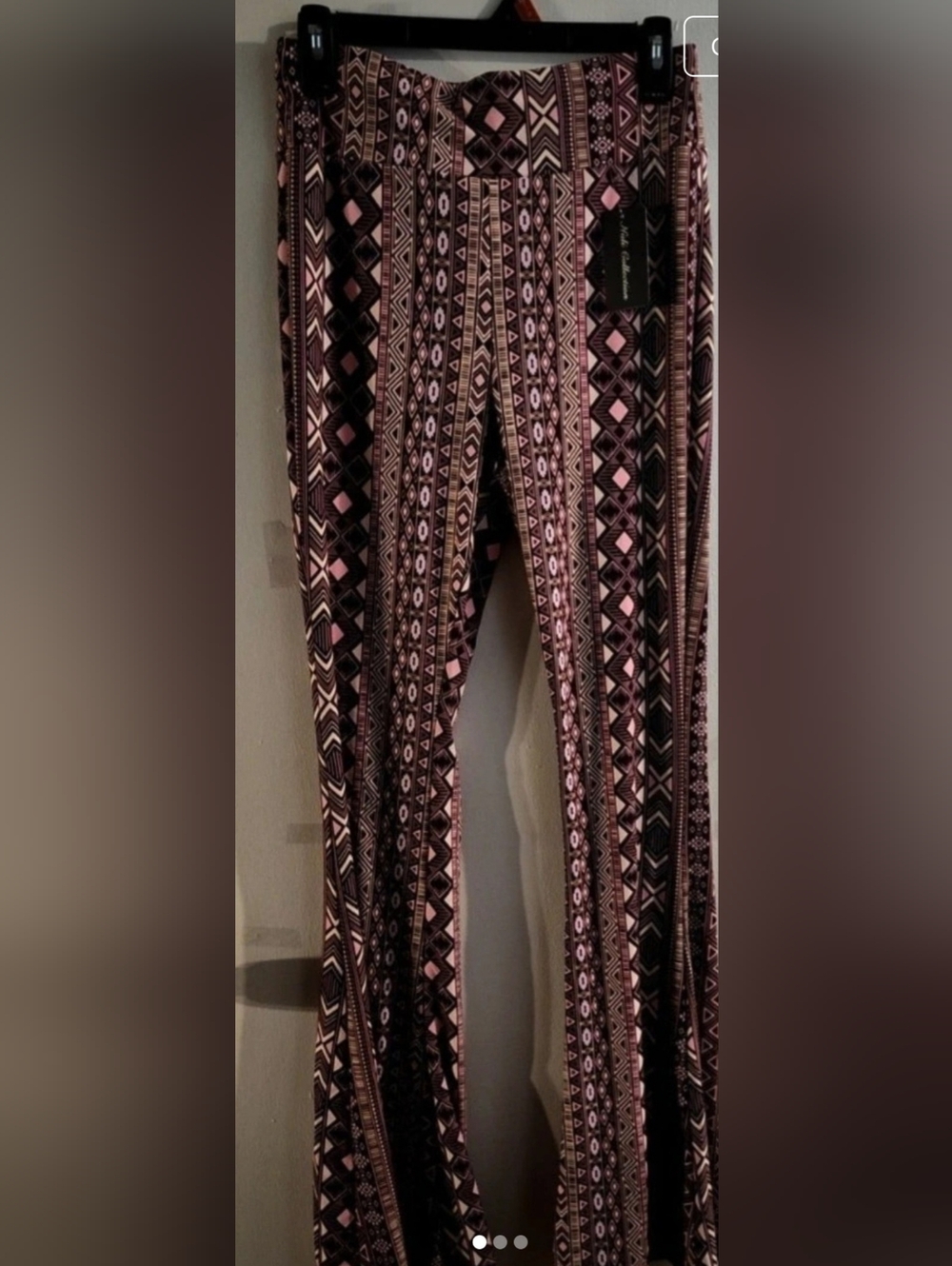 Dalia Collection Pink and Black Tribal Flare Pants - Picture 5 of 13